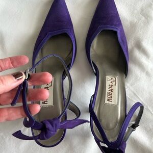 Vintage Tiffany Madrid Suede Purple Kitten Heels w Bow size 7